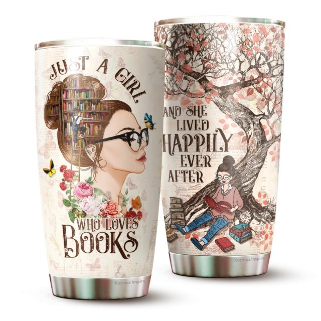 Just A Girl Who Loves Books Tumbler- Gifts for Book Lovers - Librarian Gifts for Women - Birthday Gifts For Book Lovers Women - Tumbler 20oz