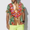 Funny Aloha Tropical Flowers Costume Men Hawaiian Shirt 4