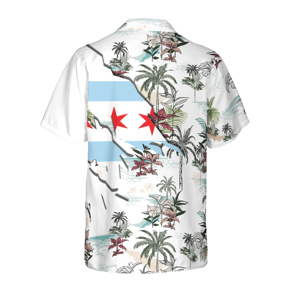 Navy Chicago Tropical Palm Island Men Hawaiian Shirt