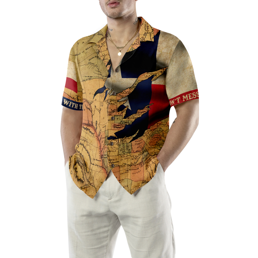 Texas Flag and Map Vintage Texas Hawaiian Shirt