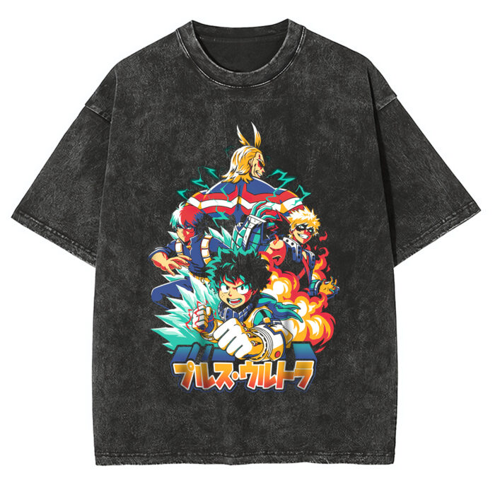 MHA Characters Action Vintage Elegant Wash Shirt